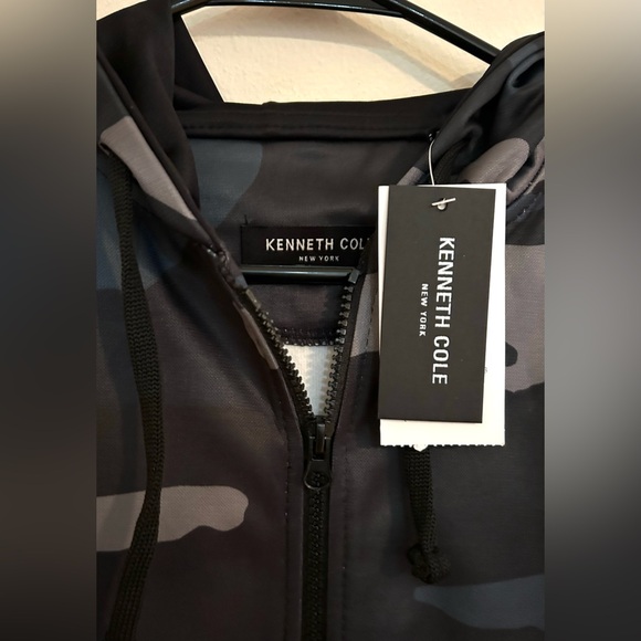 NWT Kenneth Cole Jacket Green & Gray Camouflage Hooded Zip Up Men’s Small - Picture 5 of 12
